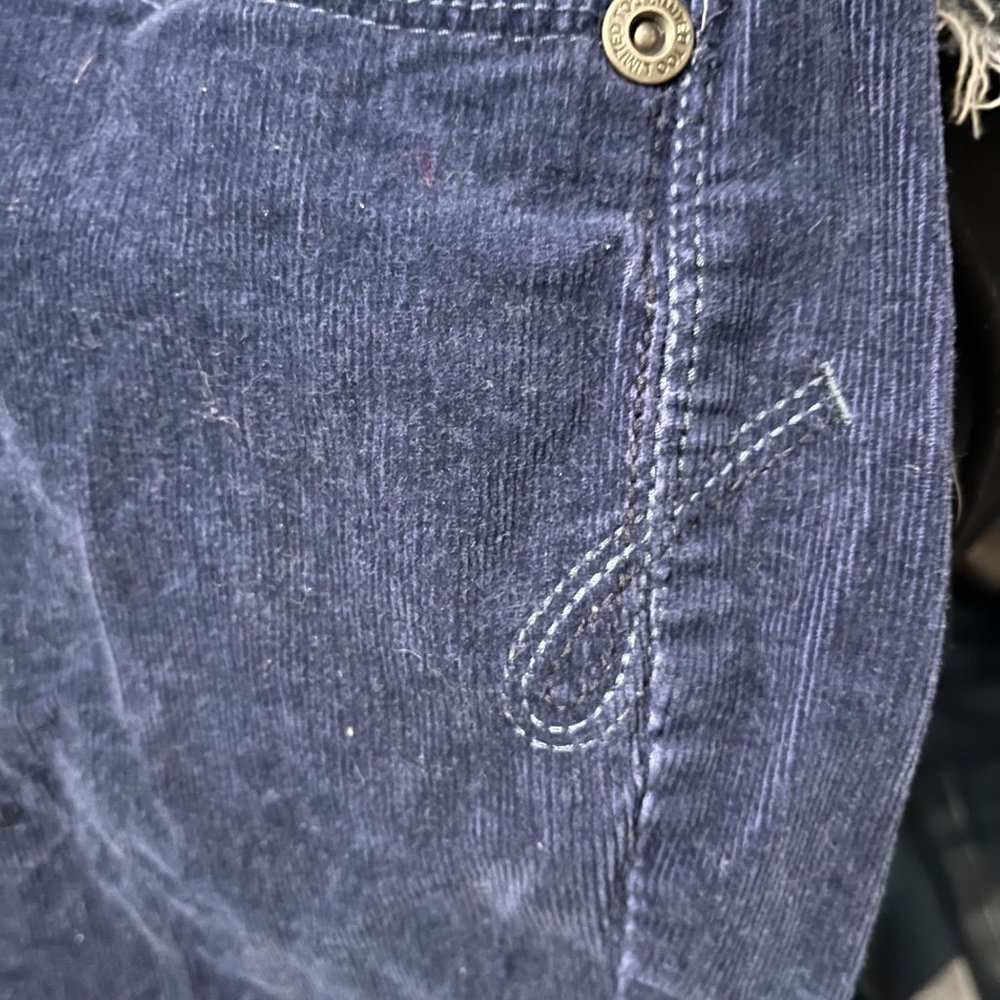 Y2K Limited Too Girls 12 Slim Dark Blue Corduroy Embroidered Fall Winter Jeans - Picture 8 of 10